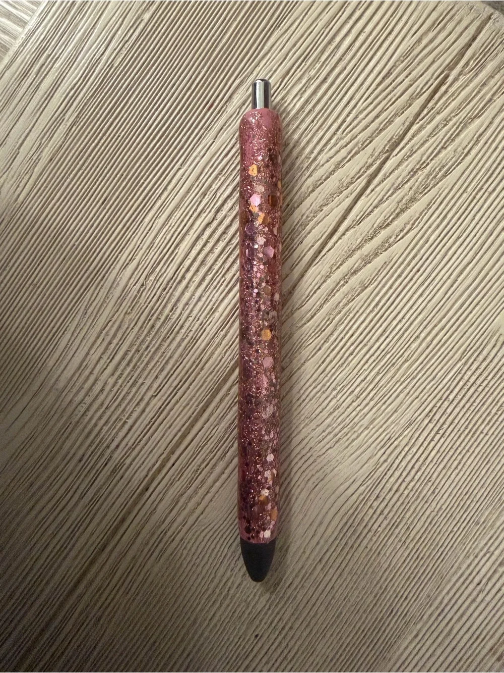 Glitter Pink Pen with Rose Gold Accents